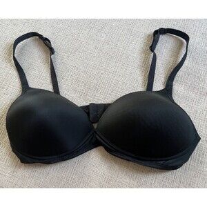 Warners Push Up Bra 36B Wire Free Molded Nylon Black Adjustable